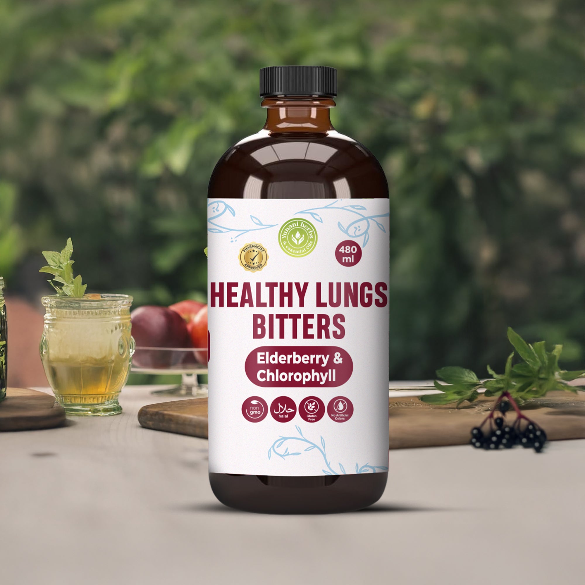 Healthy lungs bitters with Elderberry and Chlorophyl 480 mls