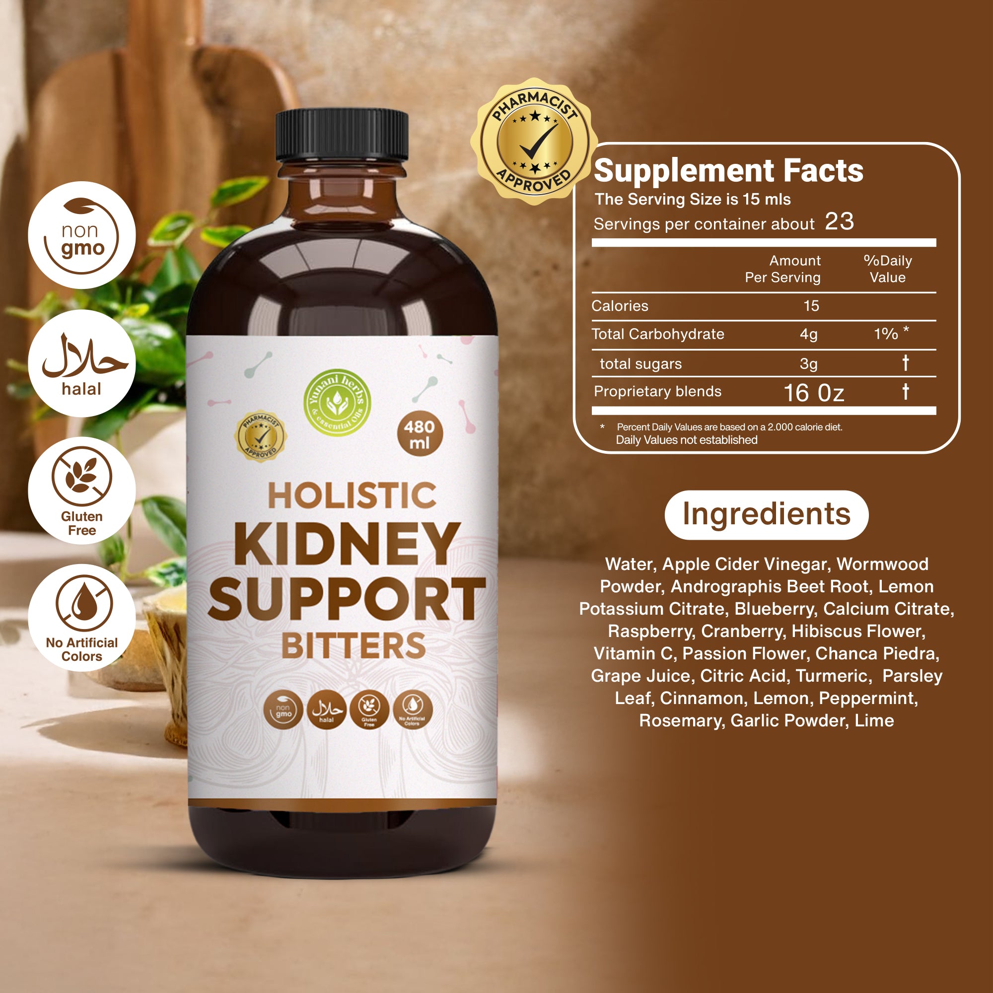 Holistic Kidney support Bitters 480 mls