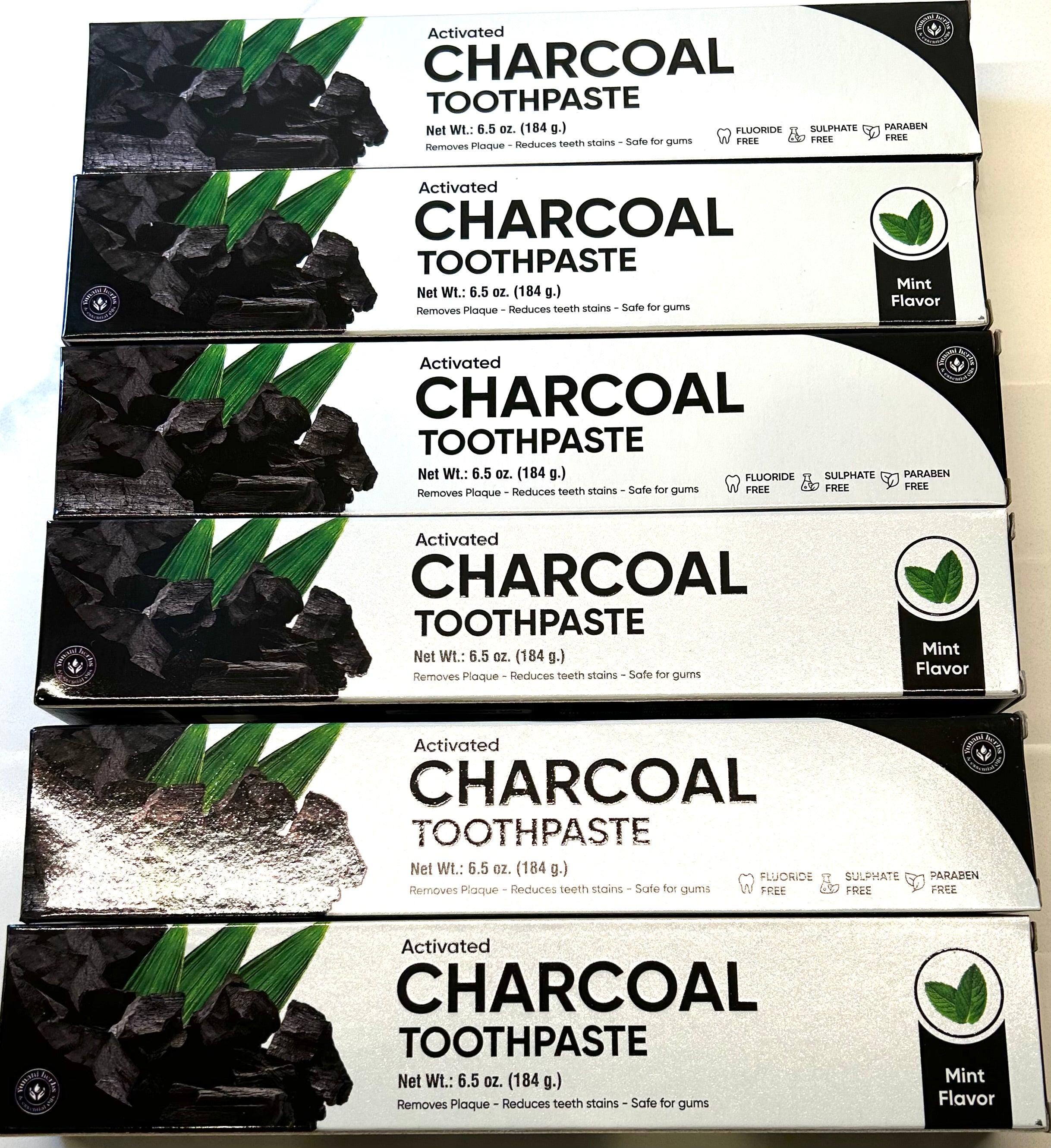 Charcoal Toothpaste Fluoride Free Paraben Free 6.5 oz 6 pack value