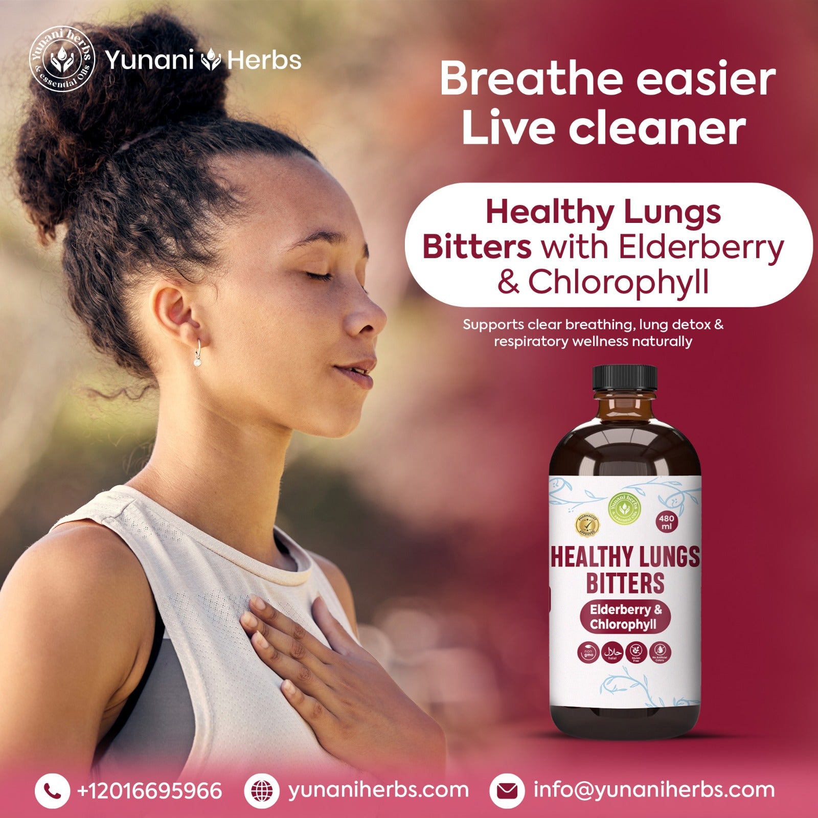 Healthy lungs bitters with Elderberry and Chlorophyl 480 mls